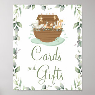 Greenery Noah's Ark Baby Shower Baptism Cards Gift Poster