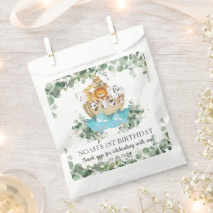 Greenery Noah's Ark Cute Animals Baby Birthday Favour Bags