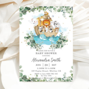 Greenery Noah's Ark Gender Neutral Baby Shower Invitation