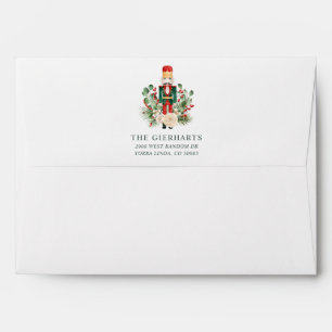 Greenery Nutcracker Merry Christmas Watercolor Envelope
