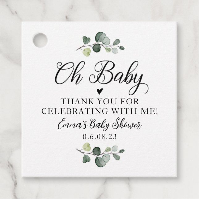 Greenery Oh Baby Favour Tag (Front)