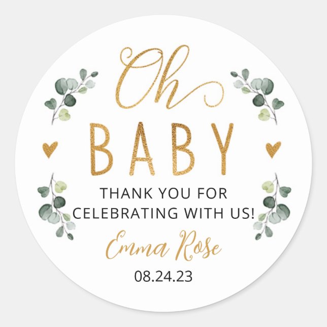 Greenery Oh Baby Stickers (Front)