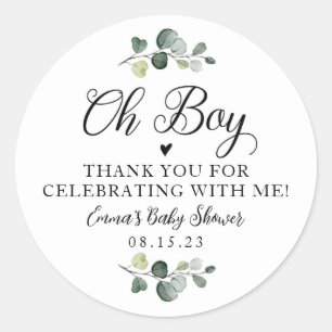 Greenery Oh Boy Baby Shower Sticker