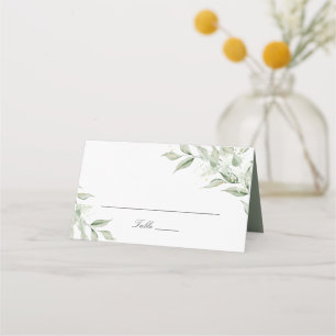 Greenery Olive Leave Branch Baby's Breath Wedding Place Card