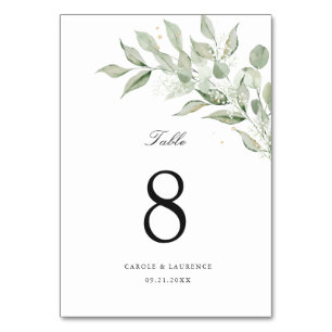Greenery Olive Leave Branch Baby's Breath Wedding Table Number