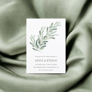 Greenery Olive Simple Wedding Invitation