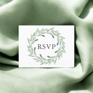 Greenery Olive Wedding RSVP Invitation Postcard