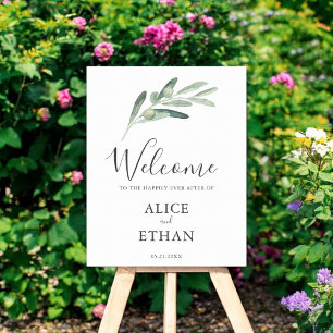 Greenery Olive Welcome Wedding Sign