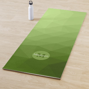 Greenery ombre gradient geometric mesh Monogram Yoga Mat
