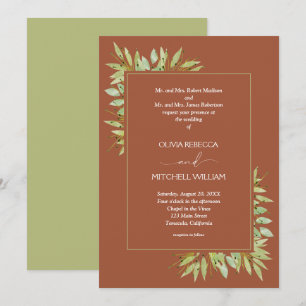 Greenery on Terracotta Wedding Invitation