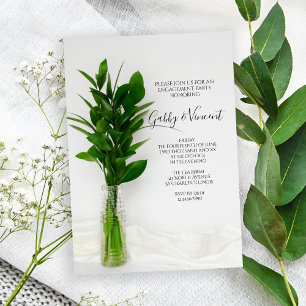 Greenery on White Engagement Party Invitation