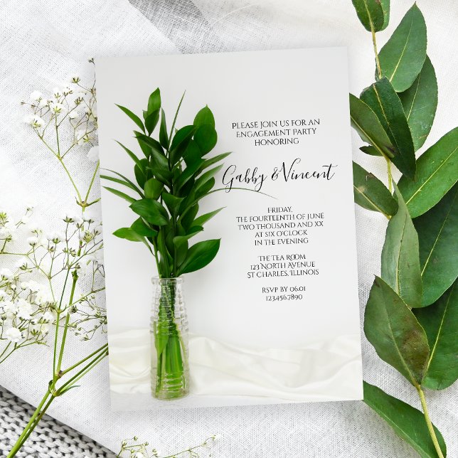 Greenery on White Engagement Party Invitation (Creator Uploaded)
