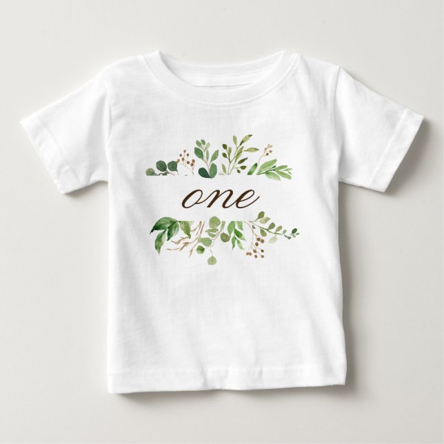 Greenery one year old baby T-Shirt (Front)