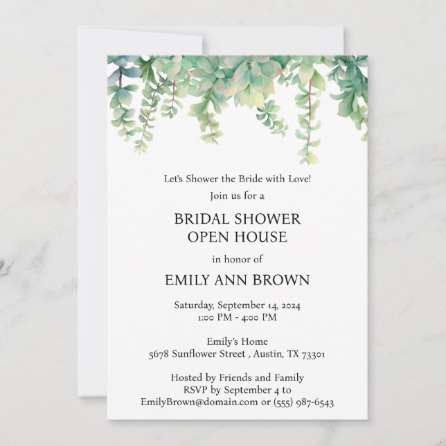Greenery Open House Bridal Shower  Invitation (Front)