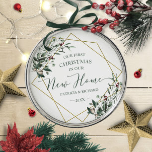 Greenery Our First Christmas In Our New Home Metal Tree Decoration