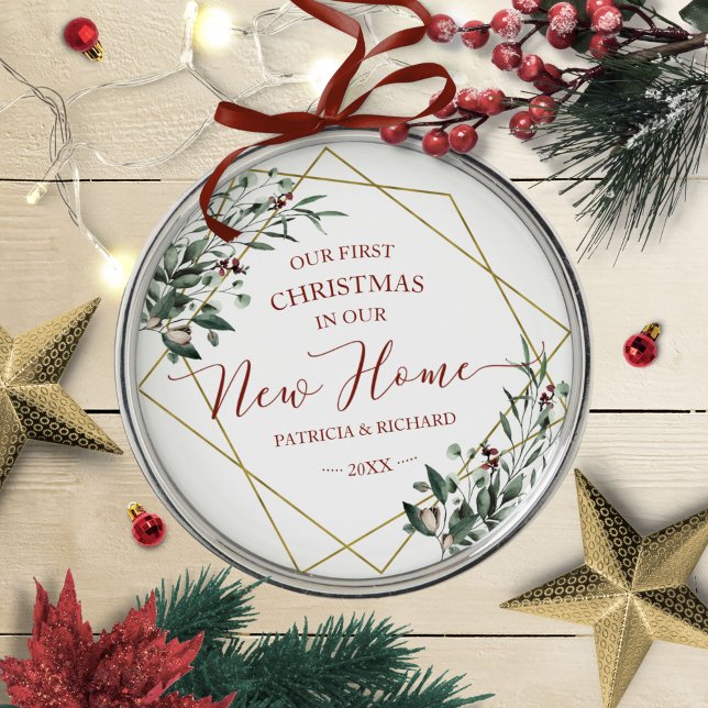 Greenery Our First Christmas In Our New Home  Metal Tree Decoration (Creator Uploaded)