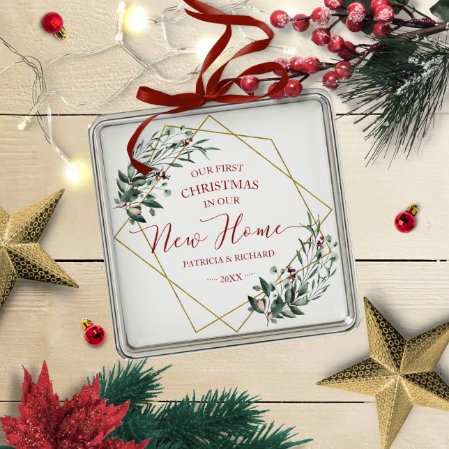 Greenery Our First Christmas In Our New Home Metal Tree Decoration (Creator Uploaded)