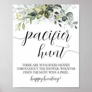 Greenery Pacifier Hunt Baby Shower Game Sign