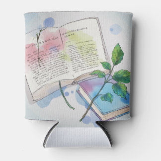 Greenery & Pages - Artistic Can Cooler for Thought