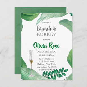 Greenery Paint Leaves Brunch & Bubbly Invitation