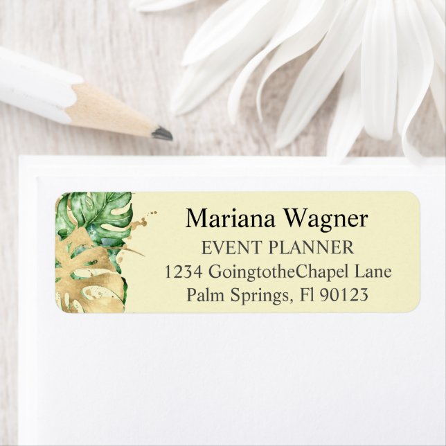 Greenery Palm Leaves Gold on Yellow Business (Insitu)