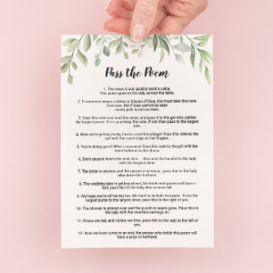 Greenery Pass the Poem Bridal Shower Game  Invitation