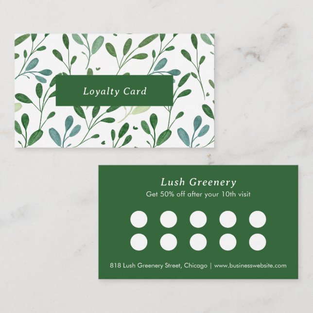Greenery Pattern Modern Loyalty Card (Front/Back)