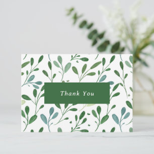 Greenery Pattern Modern Thank You Card