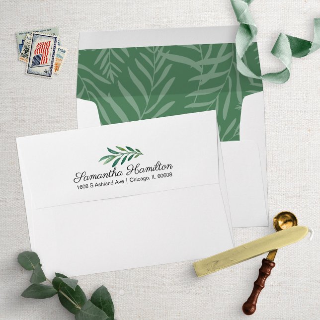 Greenery Pattern Wedding Invitation Envelope (Creator Uploaded)