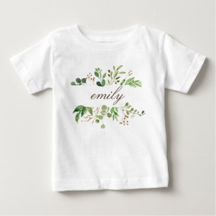 Greenery Personalised Name Baby T-Shirt