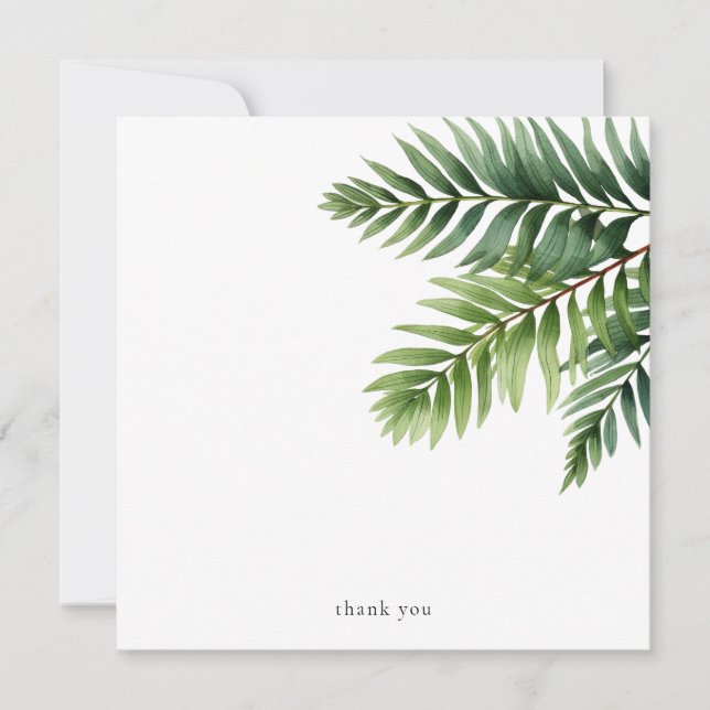 Greenery Personalised Square Thank You Card (Front)
