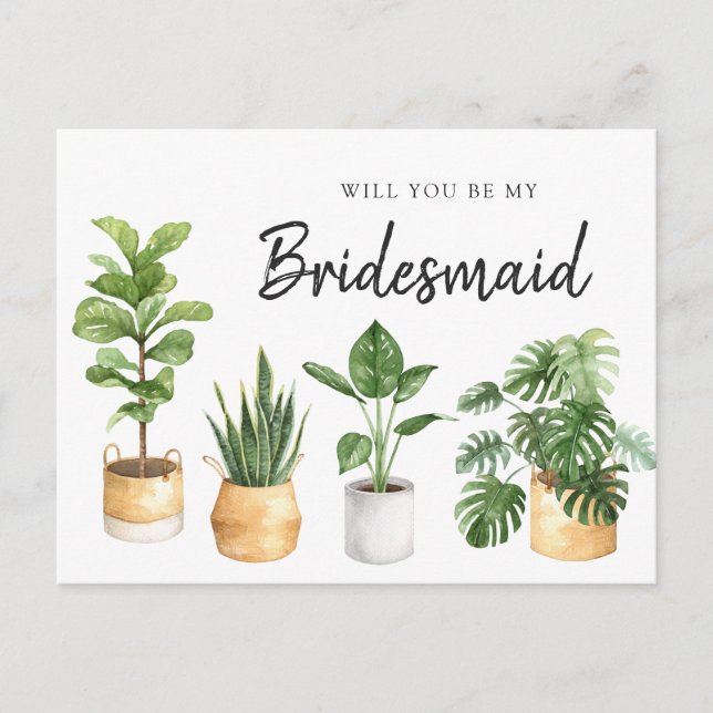 Greenery Philodendron Plants Will You Be My Holiday Postcard (Front)