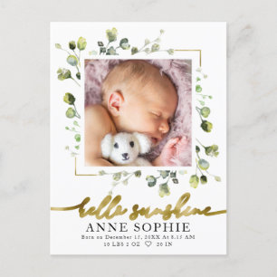Greenery Photo Birth Announcement & Thank You Post Postcard