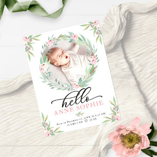 Greenery Photo Birth Announcement & Thank You Post Postcard