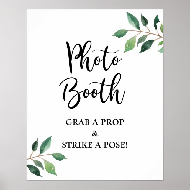 Greenery Photo Booth Wedding or Party Sign (Front)