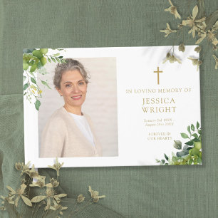 Greenery Photo Christian Funeral Memorial Guest Book