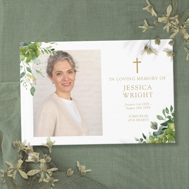 Greenery Photo Christian Funeral Memorial Guest Book (Greenery Photo Christian Funeral Memorial Guest Book)