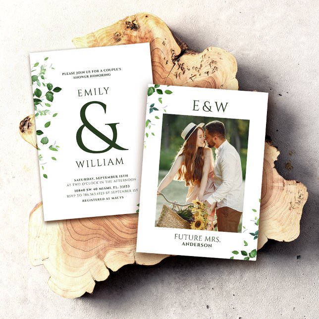 Greenery Photo Couples Shower  Invitation (Creator Uploaded)