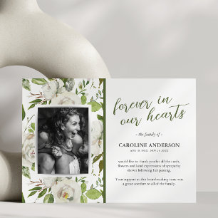 Greenery Photo Funeral Thank You Card