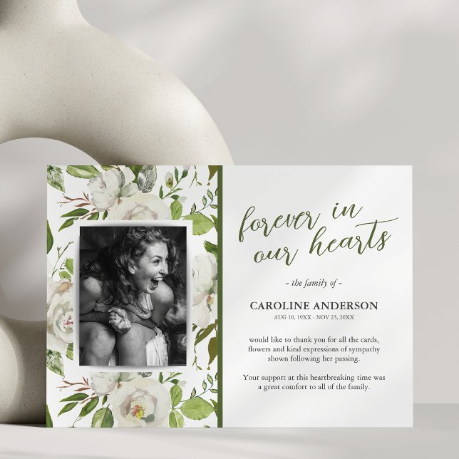 Greenery Photo Funeral Thank You Card (Creator Uploaded)