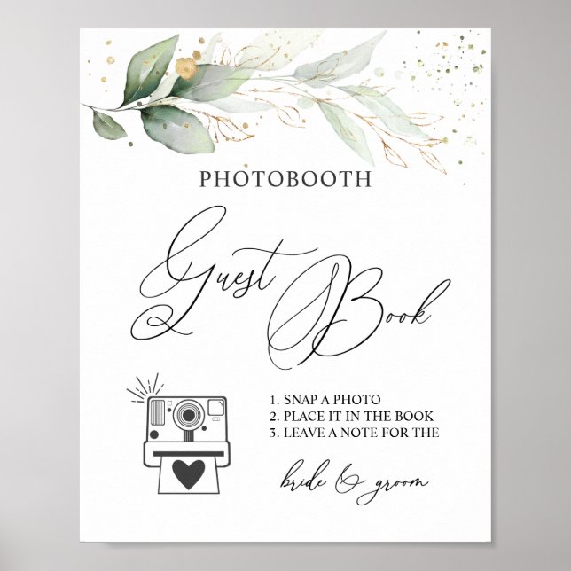 Greenery Photo Guest Book Sign Poster (Front)