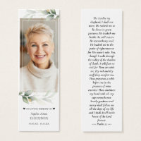 Greenery Photo Memorial Funeral Poem Bookmark