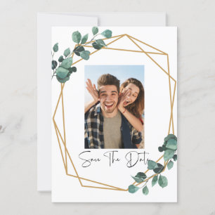 Greenery Photo Save The Date Invitation