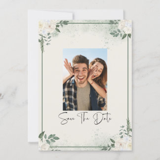 Greenery Photo Save The Date Invitation