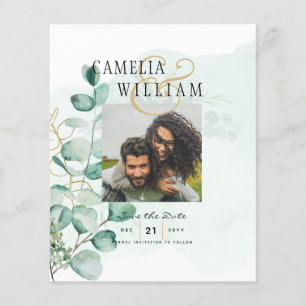 Greenery PHOTO SAVE THE DATES Eucalyptus BUDGET Flyer