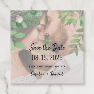 Greenery Photo Wedding Save The Date Favour Tags