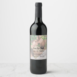 Greenery Photo Wedding Save The Date Wine Label