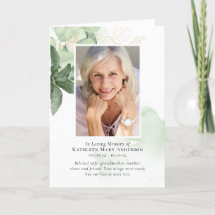 Greenery Photos Folded Funeral Program Programme