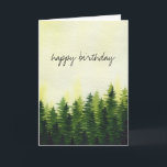 Greenery Pine Forest | Happy Birthday  Card<br><div class="desc">Watercolor pine forest happy birthday card for men. Customizable!</div>