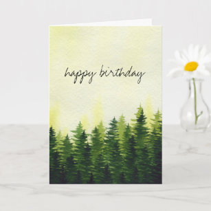 Greenery Pine Forest   Happy Birthday  Card